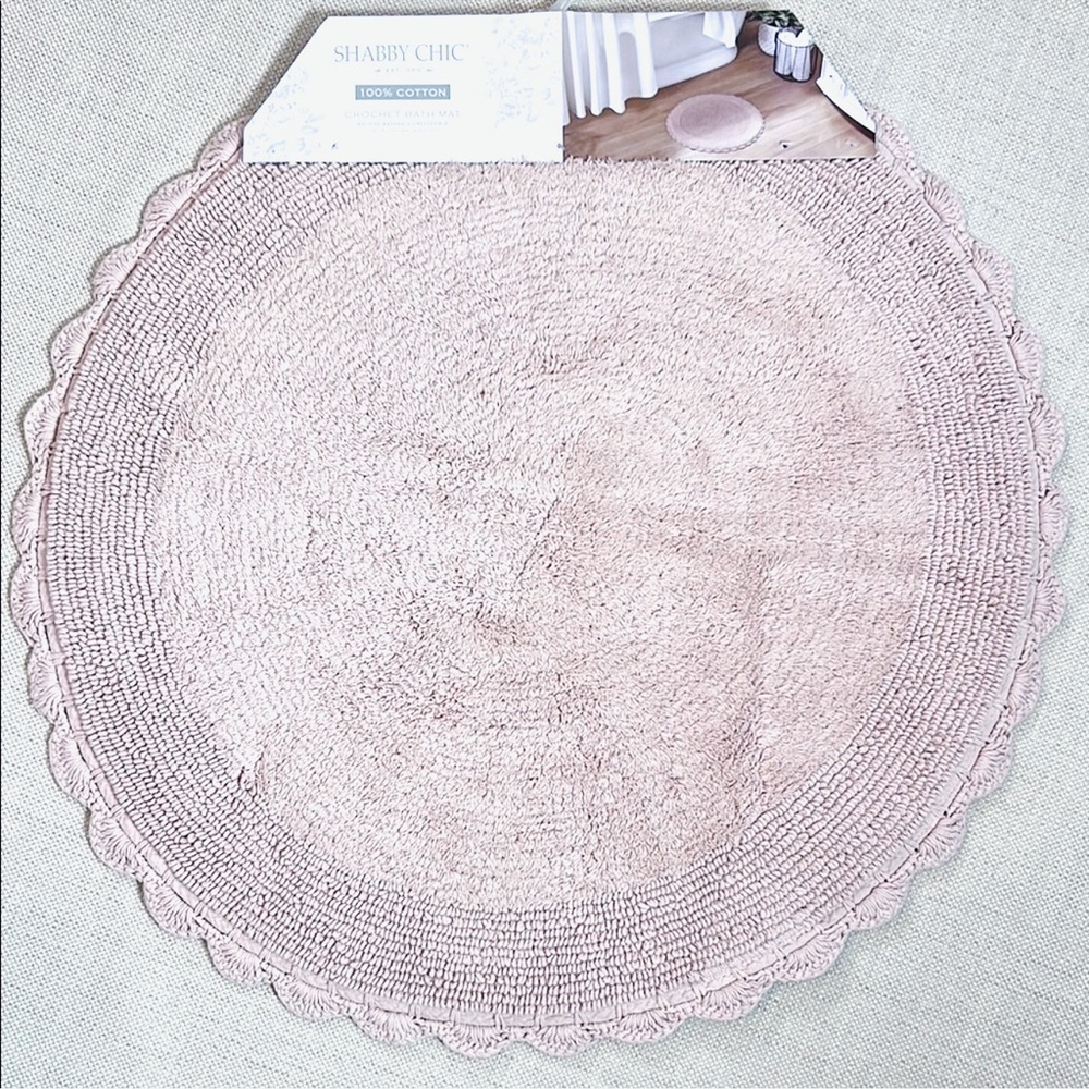 ❌Rachel Ashwell Shabby Chic Crochet Bath Mat 100% Cotton Pink 26" ❌
